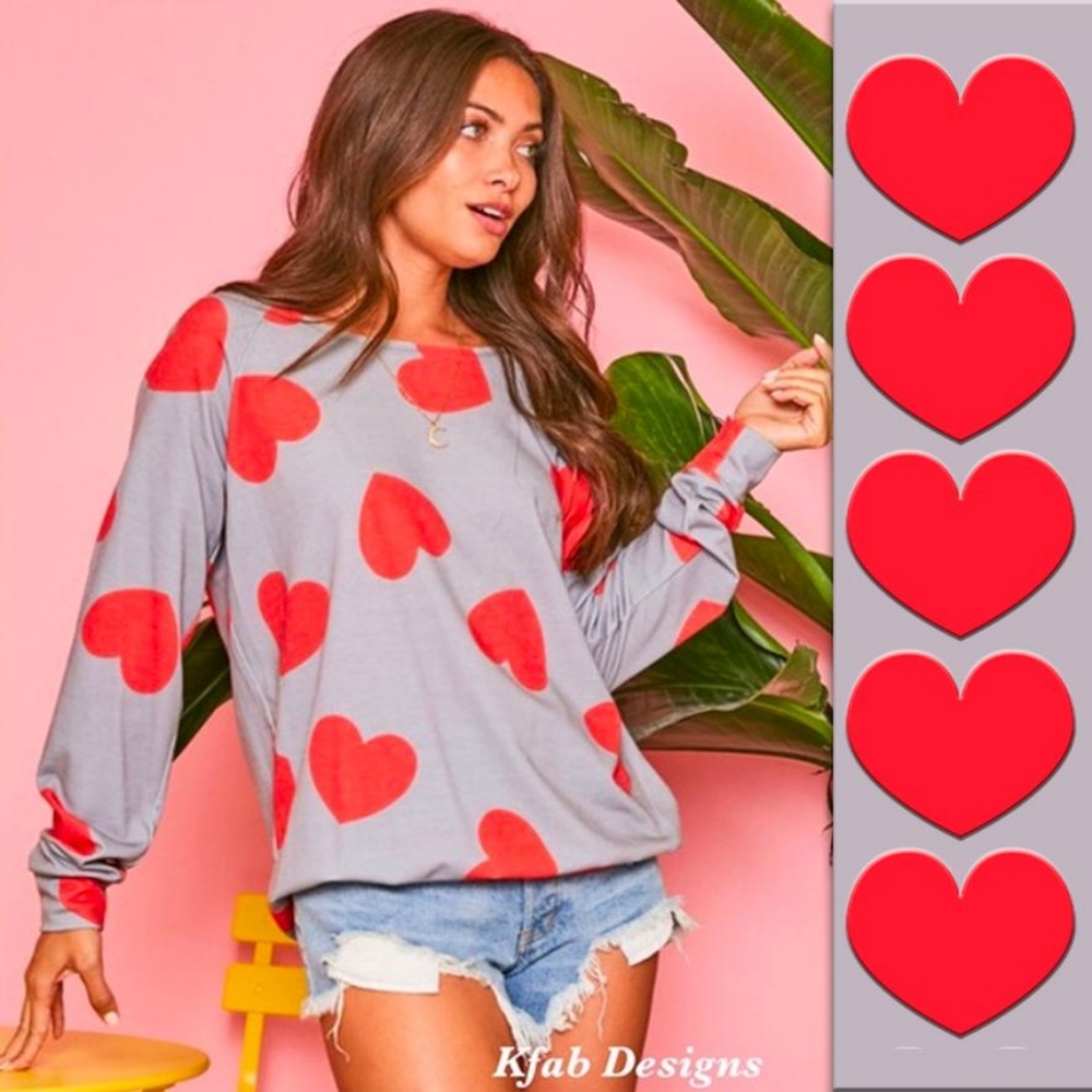 On/Off Shoulder Knit HEART TOP - Picture 6 of 11